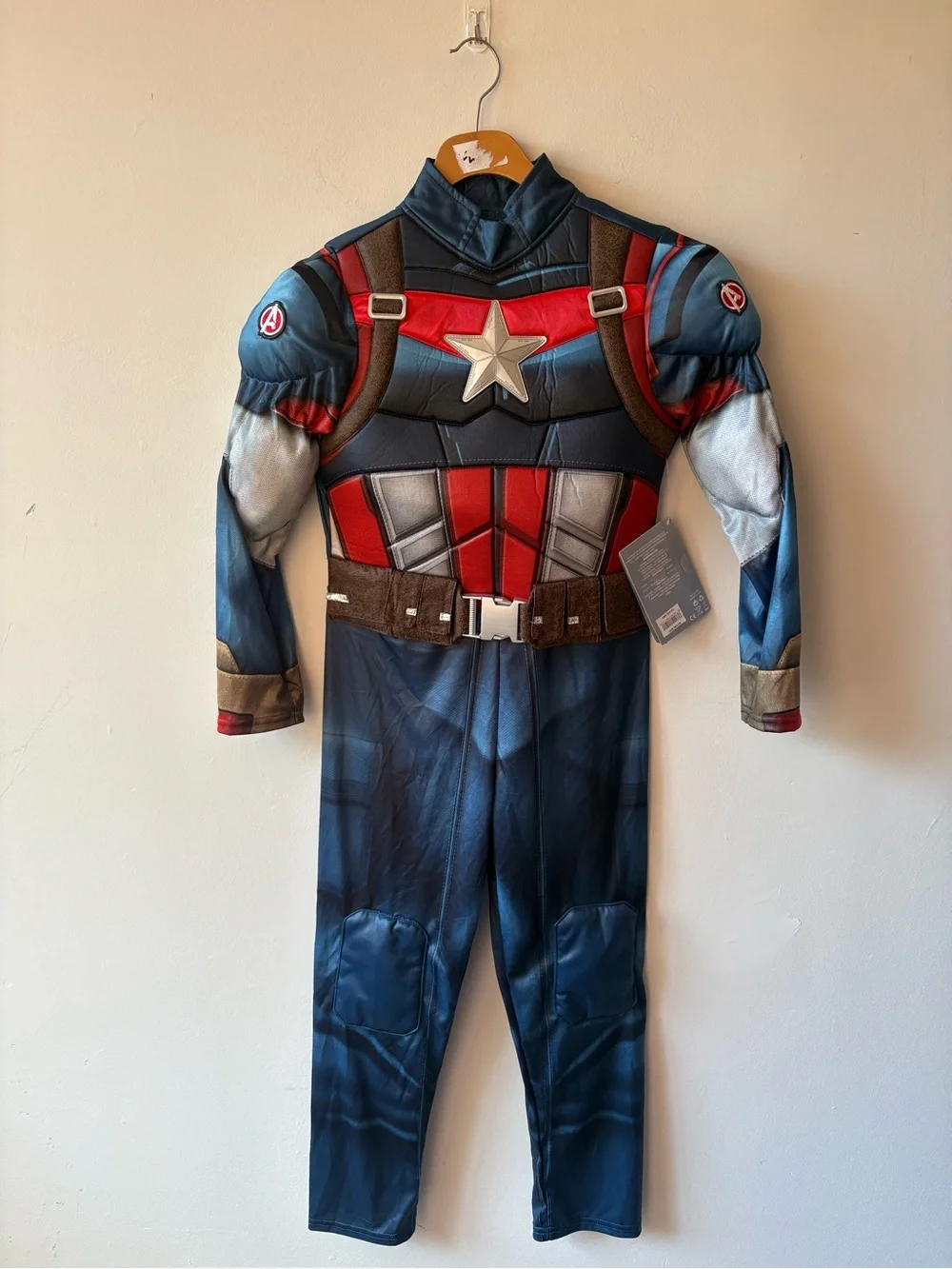 Disney Marvel Captain America Muscle Costume Kids Size 7-8 NWT